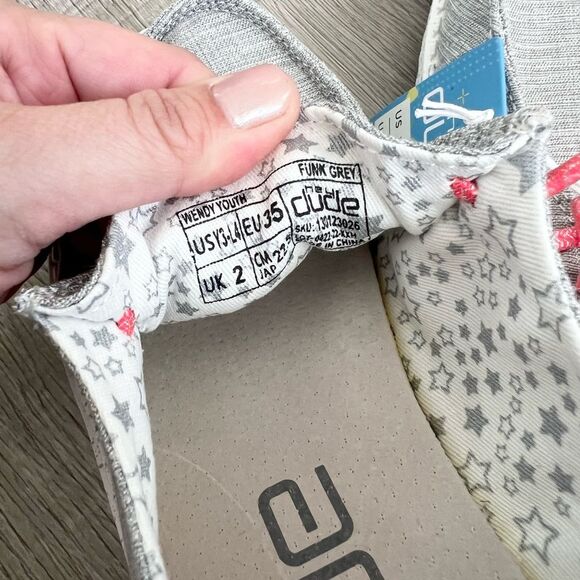 Hey Dude Dudes Shoes - Wendy Funk Youth - Grey/Pink - size Youth 3 Y3 - NEW! - Picture 7 of 9